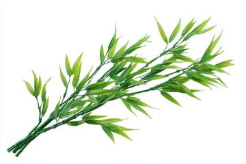 Fototapeta premium Lush Green Artificial Bamboo Branch Realistic Fake Plant Sprig for Decoration