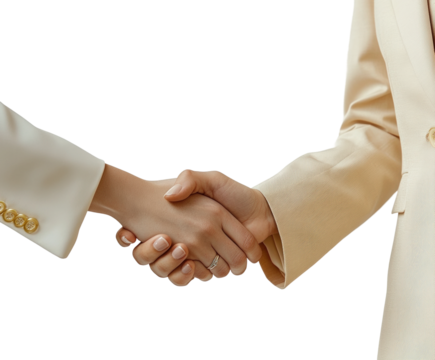 Business handshake on corporate digital isolated on transparent background png