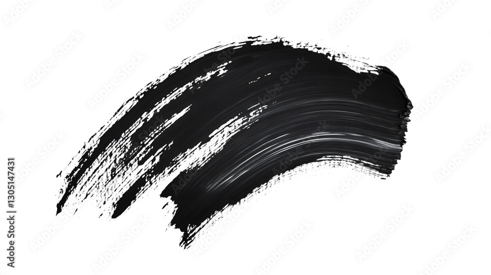 Poster thick black brush stroke painting with transparent background, perfect for adding a touch of artisti