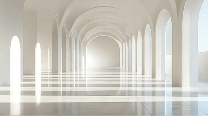 Empty White Archway Hallway