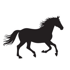 Obraz premium Black Silhouette of a Galloping Horse on White Background
