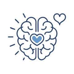 Health Care Icon World Health Day Brain with heart symbol representing emotional intelligence