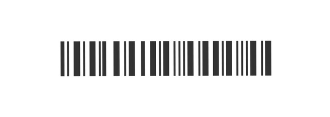 Black barcode on white background representing product identification and retail scanning. Barcode concept for web site, app, label and sticker.