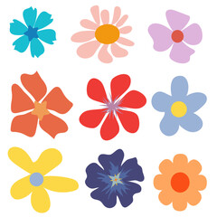 Flowers, plants set. Design for poster, banner, card, invitation, sticker, greeting cards template. Pastel color doodle bundle for fashion design, spring season or natural concept