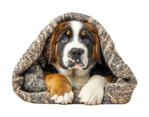 Funny st. Bernard dog sitting in nature isolated on transparent background png