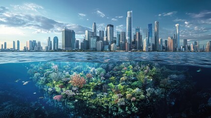 Obraz premium Urban Skyline Meets Coral Reef