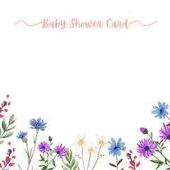 Colorful Floral Baby Shower Card, Greeting Card Baby Template, child, Invitation Card, Frame Design for Wallpaper, Background Style