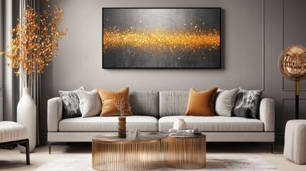 Modern Living Room with Abstract Art