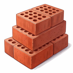 Stack of bricks on a transparent background.