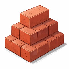 Stack of bricks on a transparent background.