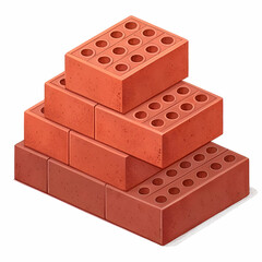 Stack of bricks on a transparent background.
