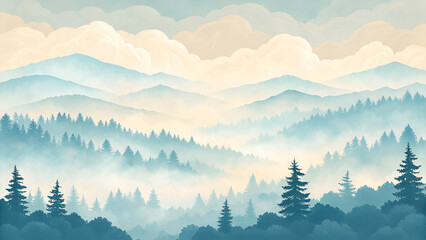 A soft and dreamy abstract background with pale blue and cream gradients, creating an elegant, misty, and soothing effect.