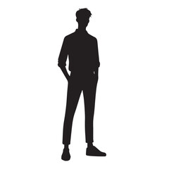 vector silhouette of a person's standing, walking and running poses