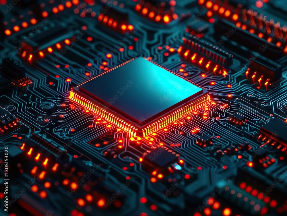 Poster innovative microchip design breakthroughs in digital circuitry and high-tech electronics