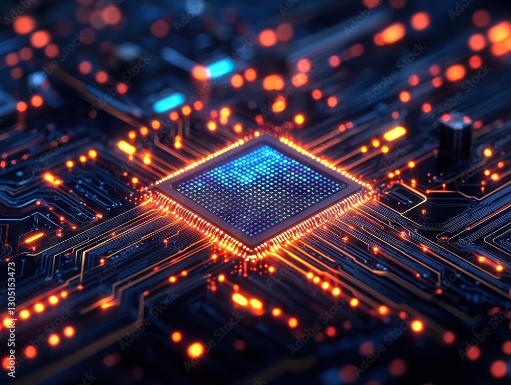 Poster innovative technology visualization digital circuit board high-resolution image futuristic environme