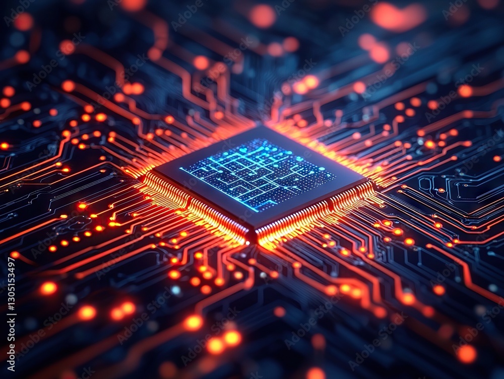 Aufkleber innovative technology showcase microchip design digital lab science close-up futuristic concepts