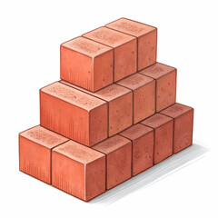Stack of bricks on a transparent background.