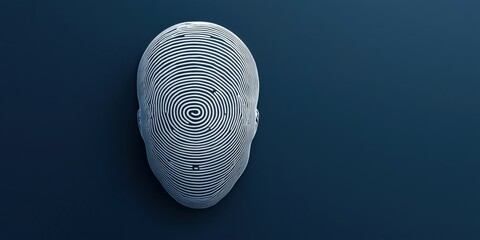 protect prevention policy concept. 3D fingerprint face sculpture on a dark background.