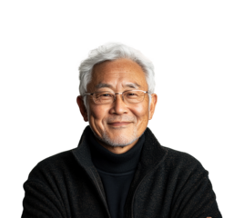 Capturing joy senior asian portrait in natural isolated on transparent background png