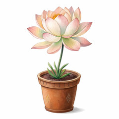 Flower in a pot with a transparent background.