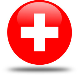 Switzerland  flag -- 3D Circular Icon, High-Resolution PNG National Symbol for Web and Print	
