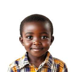 Joyful portrait of smiling african boy isolated on transparent background png