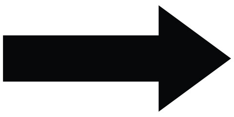 Straight long right vector arrow icon. Black large backwards or right pointing solid long arrow icon.