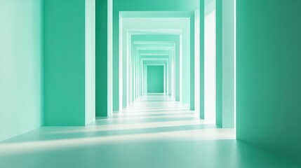 Fototapeta premium Mint Green Corridor Perspective