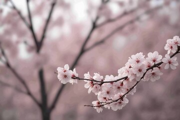 Obraz premium A Close up of a Tree Branch With Pink Flowers on It - Generative AI