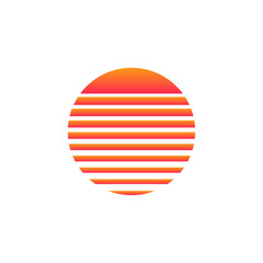 Vibrant retro sun design featuring bold geometric lines reminiscent of the 1980s. perfect for retro-themed artwork and designs.