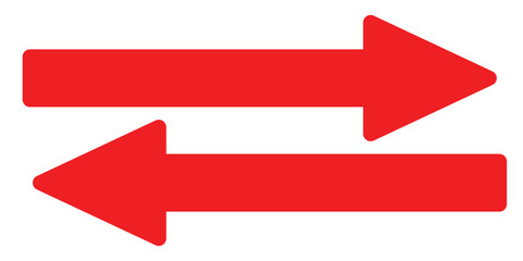 Horizontal dual tow side long straight arrow signs vector on white background.