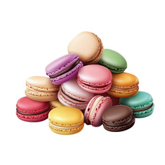 Obraz premium A pile of colorful macarons isolated on transparent background.