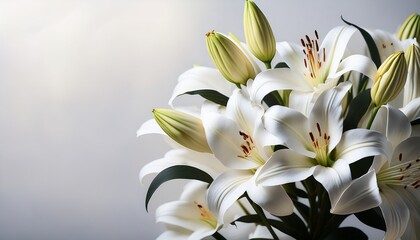 Fototapeta premium bouquet of beautiful white lily flowers