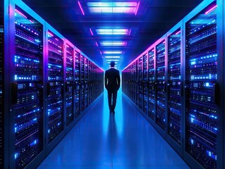 Exploring data management server room insights technology hub digital infrastructure futuristic environment