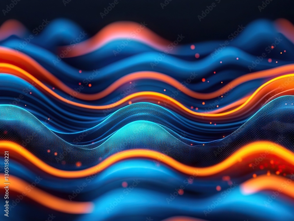 Poster dynamic energy waves digital abstract art colorful visuals virtual space close-up conceptual design