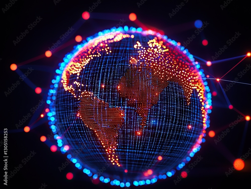 Poster global digital connectivity visualization virtual environment infographic networked world high-tech 