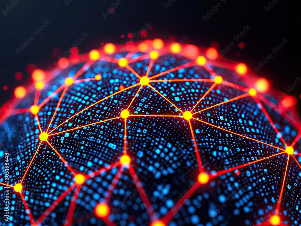 Aufkleber global digital network connectivity tech universe graphical visualization dark background abstract c