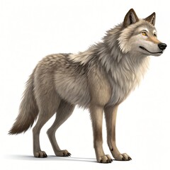 Majestic Gray Wolf Profile View Fluffy Fur Wild Canine Detailed Render