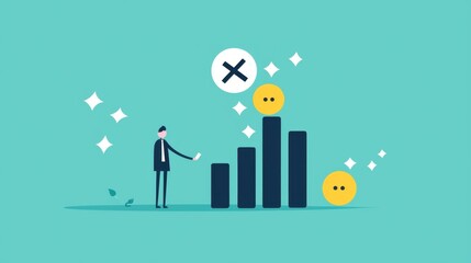 Obraz premium Vector artwork of a person intervening in a domino chain, symbolic of decision-making and impact.