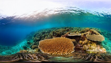 Fototapeta premium 360 photo of coral reef underwater