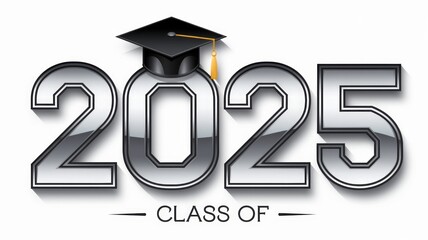 Class of 2025 Minimalist Graduation Emblem with Metallic Numbers Generative aI