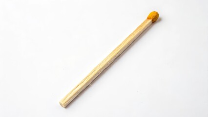 Single Matchstick on White Background
