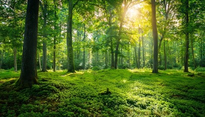 Obraz premium grunes wald panorama im sommer