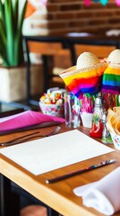 Colorful decorations and vibrant table setting for festive dining