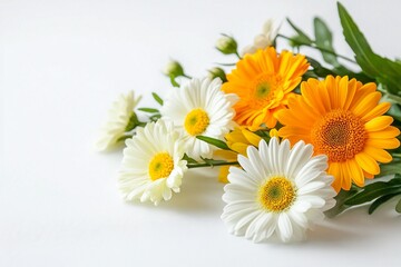 Many different coloring flowers in the summer isolated on white background