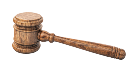 Judicial action wooden gavel on isolated on transparent background png