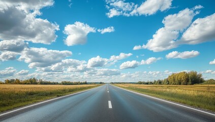 Fototapeta premium Open Road, Sunny Day, Countryside, Horizon