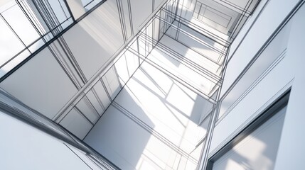 Architectural interior design, empty white space, top view, design concept, for use in digital marketing