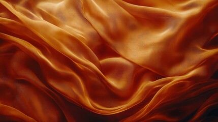 Obraz premium Flowing, golden fabric in dynamic motion against a seamless dark brown backdrop