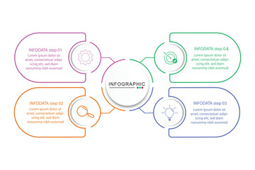 Modern infographic template. Creative circle element design with icons. Business concept with 4 options, steps.